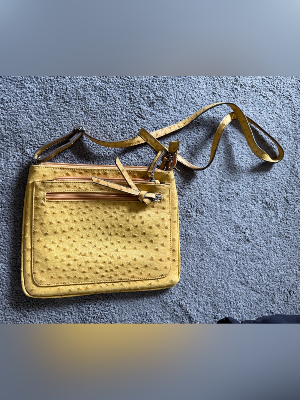 Merona Yellow Textured Crossbody Bag with Zip Details